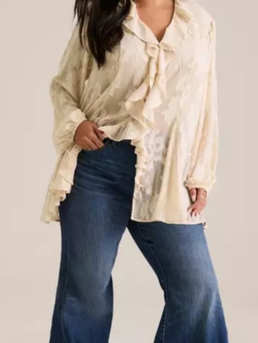 torrid Cream Ruffle  Blouse